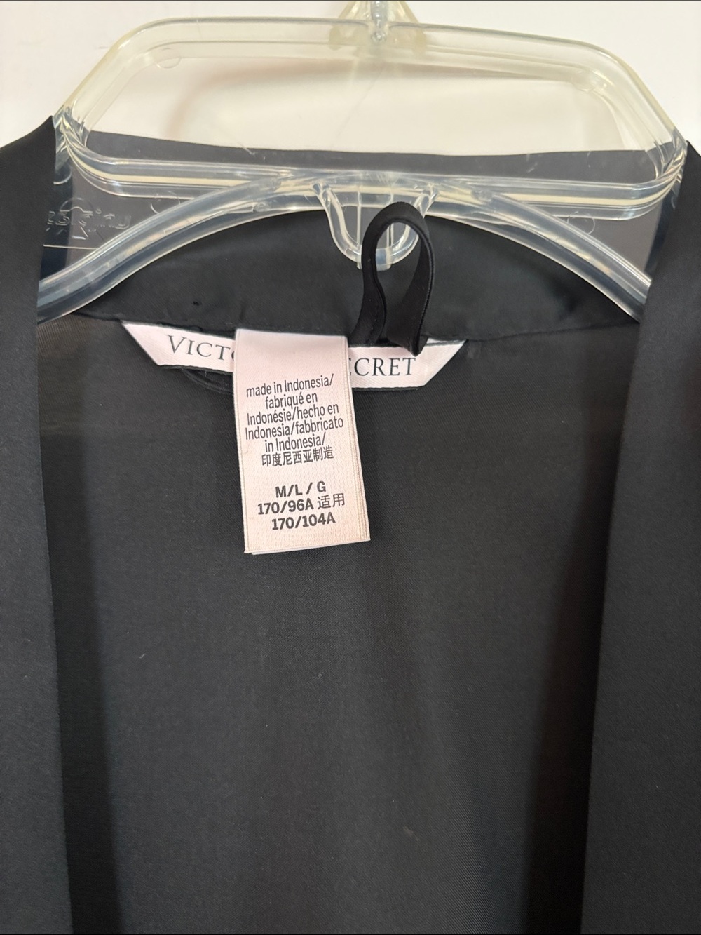 Victoria's Secret Black Satin Trim Kimono Robe - Picture 2 of 6
